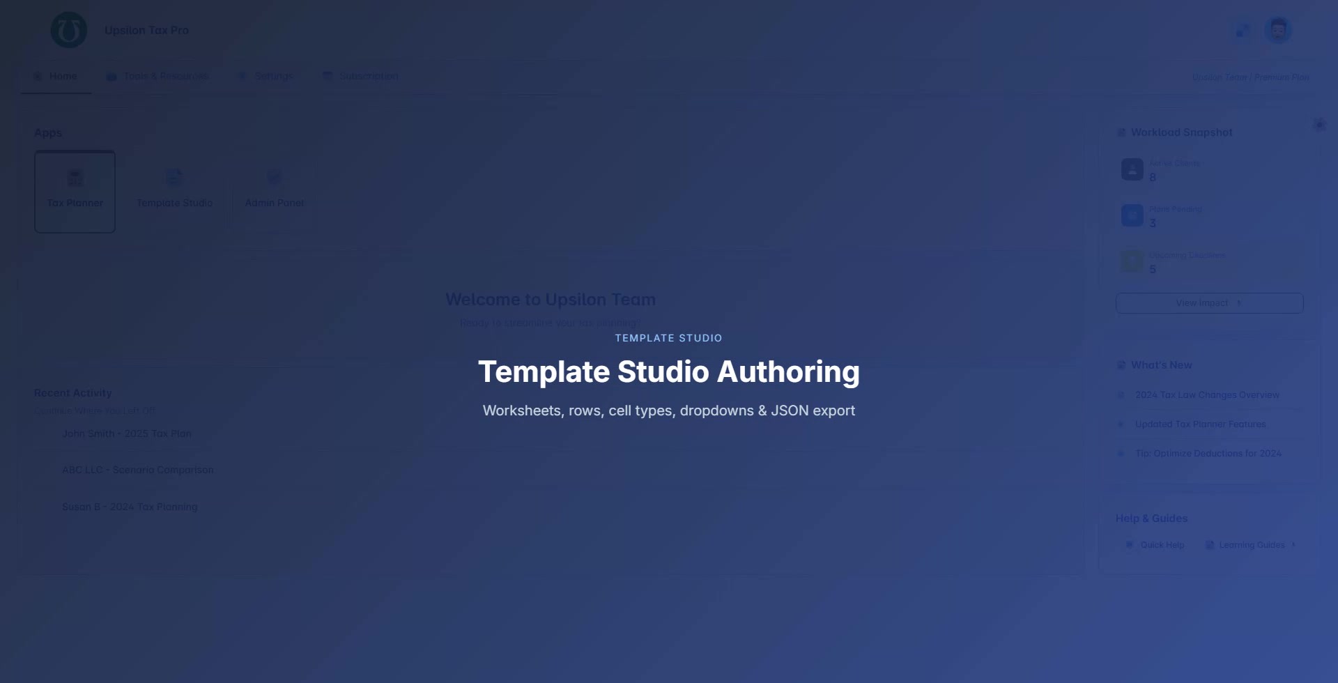 Product home entering Template Studio