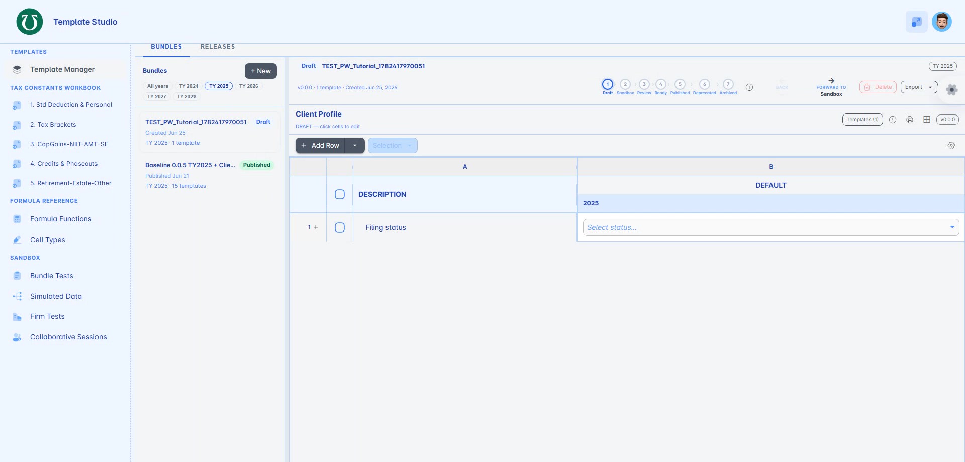 Bundle editor workflow